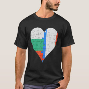 Camiseta Sinalizador francês búlgaro Heart