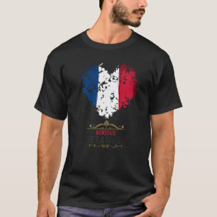 Camiseta Sinalizador Francês Idea Heart Para Crianças E Fra
