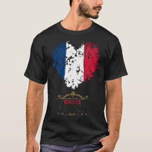 Camiseta Sinalizador Francês Idea Heart Para Crianças E Fra