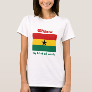 Camiseta Sinalizador Gana + Mapa + T-Shirt de Texto