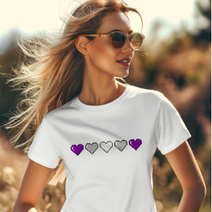 Camiseta Sinalizador Graysexual Coração Pixel