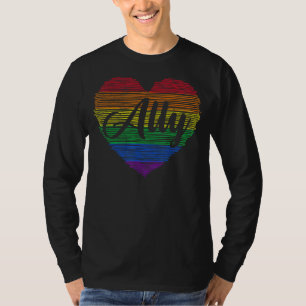 Camiseta Sinalizador Heart Ally Rainbow Para Lgbt Gay E Lés
