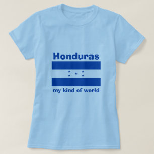 Camiseta Sinalizador Honduras + Mapa + T-Shirt de Texto