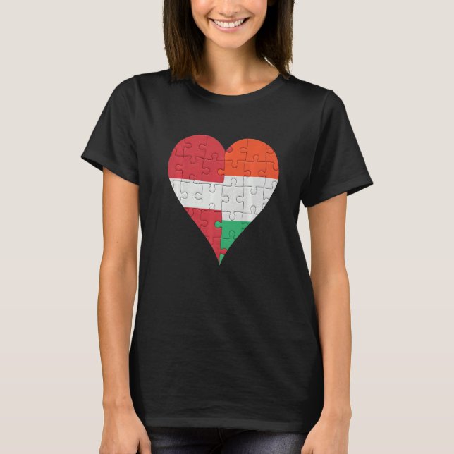 Camiseta Sinalizador húngaro letão Heart (Frente)