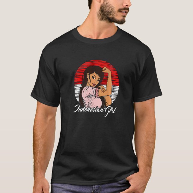 Camiseta Sinalizador indonésio Menina indonésia (Frente)