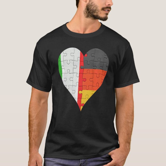 Camiseta Sinalizador italiano alemão Heart (Frente)