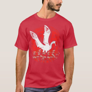 Camiseta Sinalizador japonês Crane Sakura Japão Art Nature