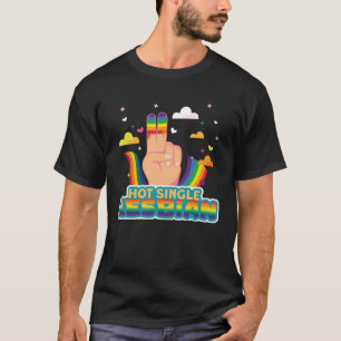 Camiseta Sinalizador lésbica do Solteiro quente do orgulho