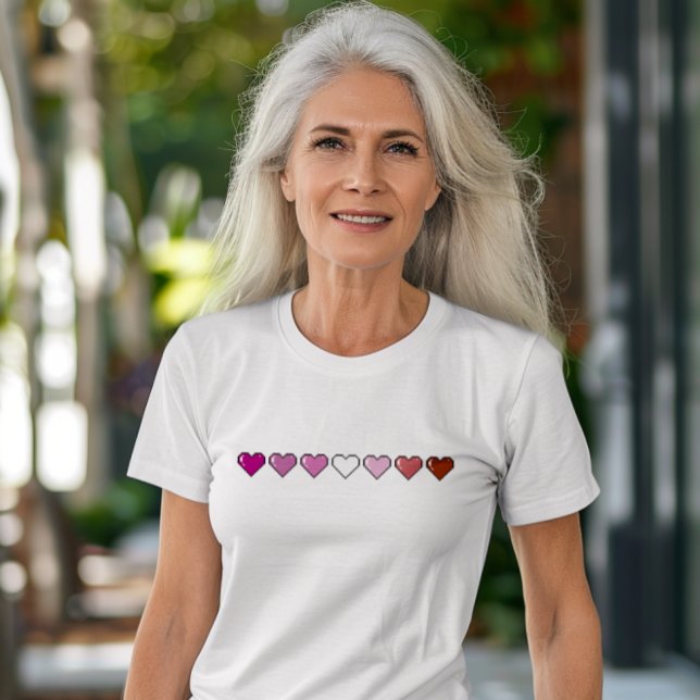 Camiseta Sinalizador Lésbica Pixel Heart (Criador carregado)