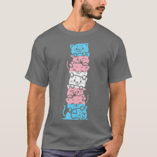 Camiseta Sinalizador LGBT do Orgulho Trans da Pilha de Gato