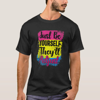 Camiseta Sinalizador Lgbt Pan Seja Você Mesmo Que Ajustem P
