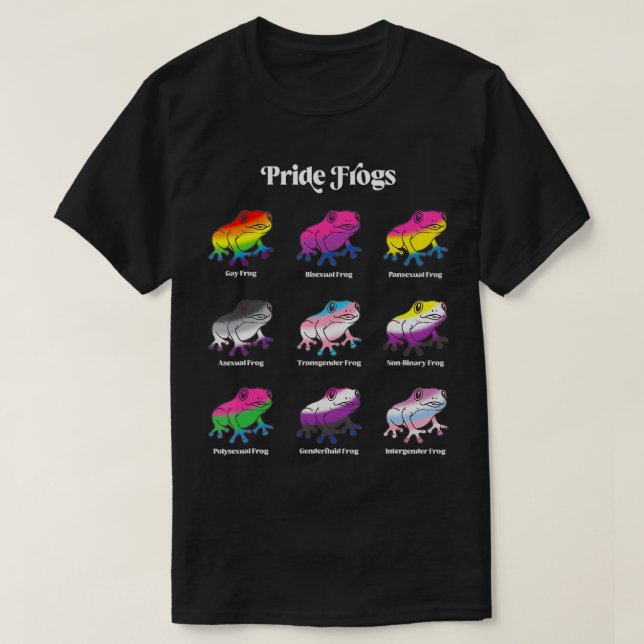Camiseta Sinalizador LGBTQ Sapo não-Binário Gay do Orgulho  (Frente do Design)