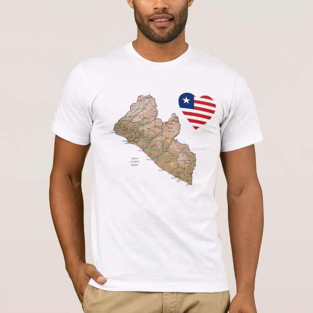 Camiseta Sinalizador Libéria Heart and Map T-Shirt (Frente)