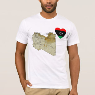 Camiseta Sinalizador Líbia Coração e Mapear T-Shirt