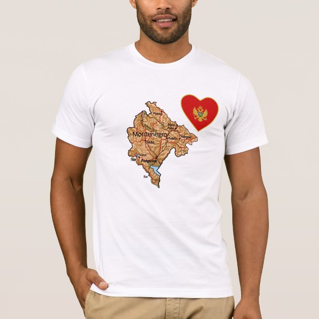 Camiseta Sinalizador Montenegro Heart and Map T-Shirt (Frente)