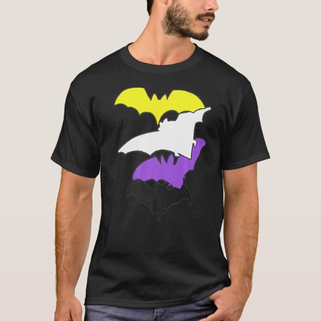 Camiseta Sinalizador Não Binário De Bat Lgbtq Ordenado Não  (Frente)