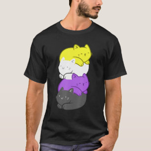 Camiseta Sinalizador Não Binário De Gatinho De Orgulho Não