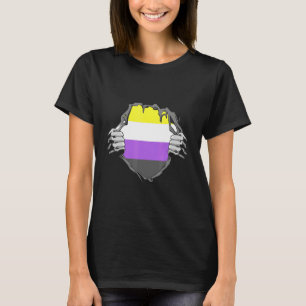 Camiseta Sinalizador Não Binário do Peito LGBTQ Genderq Org