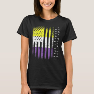 Camiseta Sinalizador Não Binário Enby Líderes Reais Lideram