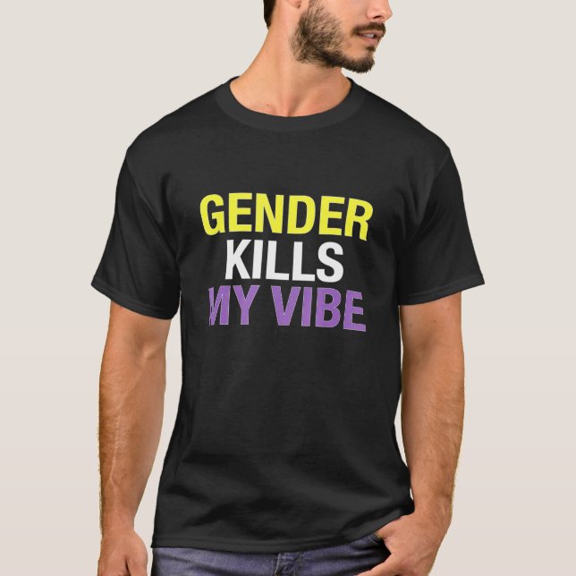Camiseta Sinalizador Não Binário Funny Enby Genderqueer Não (Frente)
