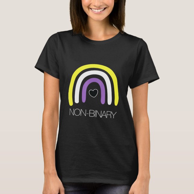 Camiseta Sinalizador Não Binário Rainbow Enby Genderqueer N (Frente)