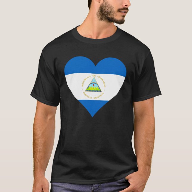 Camiseta Sinalizador Nicarágua Coração Nicarágua Amor Nicar (Frente)