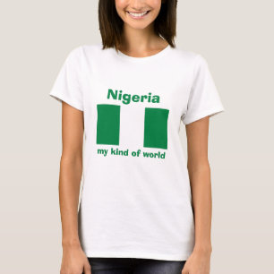 Camiseta Sinalizador Nigéria + Mapa + T-Shirt de Texto