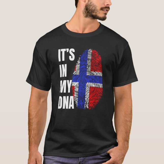 Camiseta Sinalizador Norueguês de Biometria de DNA Impressã (Frente)