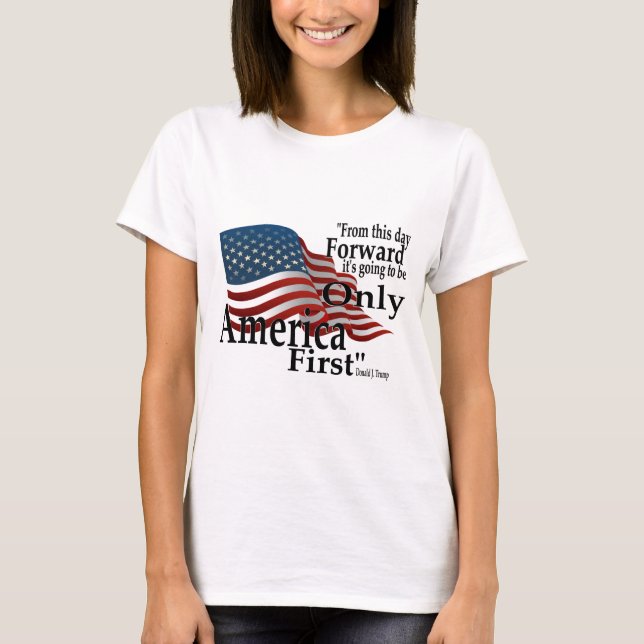 Camiseta Sinalizador Patriótico da Primeira Citação Trump A (Frente)