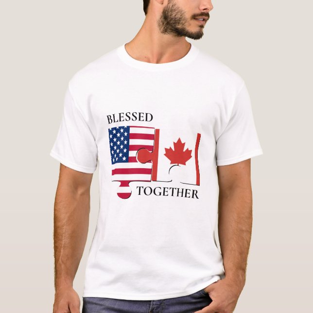 Camiseta Sinalizador Personalizado EUA CANADÁ (Frente)