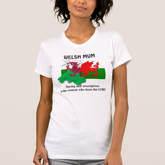 Camiseta Sinalizador Personalizável de MÃE WELSH do País de (Frente)