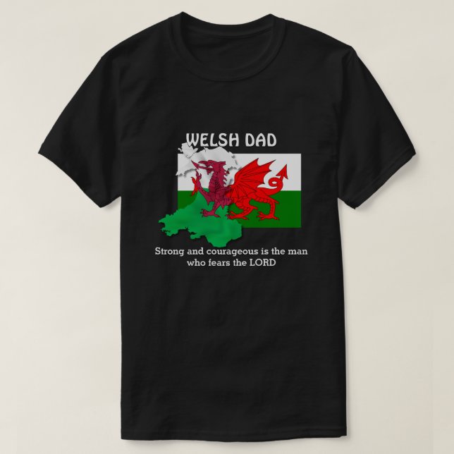 Camiseta Sinalizador personalizável do PAI WELSH no País de (Frente do Design)