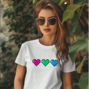 Camiseta Sinalizador Polisexual Coração Pixel