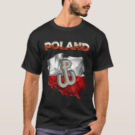 Camiseta Sinalizador Polônia com texto 'Polônia' e Polônia 