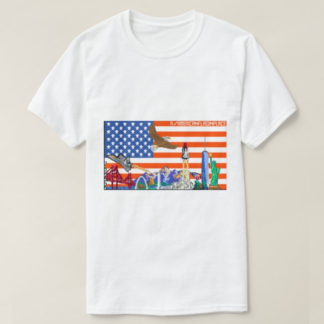 Camiseta Sinalizador Reddit R Place Usa (Frente do Design)