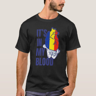 Camiseta Sinalizador romeno Cardíaco Veias Sanguíneas Mão R