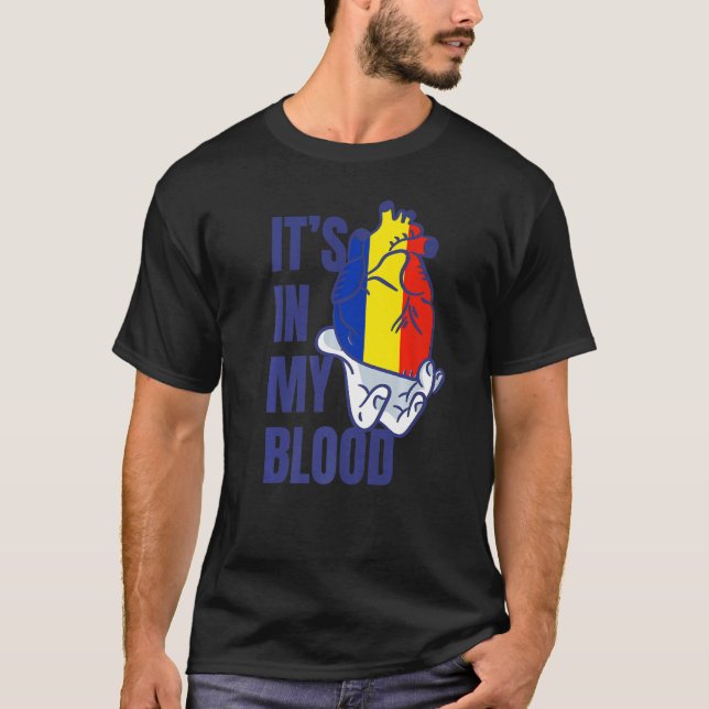 Camiseta Sinalizador romeno Cardíaco Veias Sanguíneas Mão R (Frente)