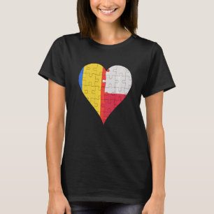 Camiseta Sinalizador romeno Polonês Heart