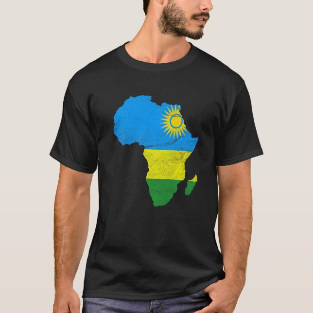 Camiseta Sinalizador Ruanda África Silhuette Continente Pre (Frente)