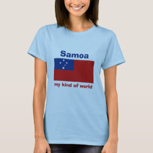 Camiseta Sinalizador Samoa + Mapa + T-Shirt de Texto