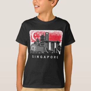 Camiseta Sinalizador Singapura Skyline Vintage Singapura