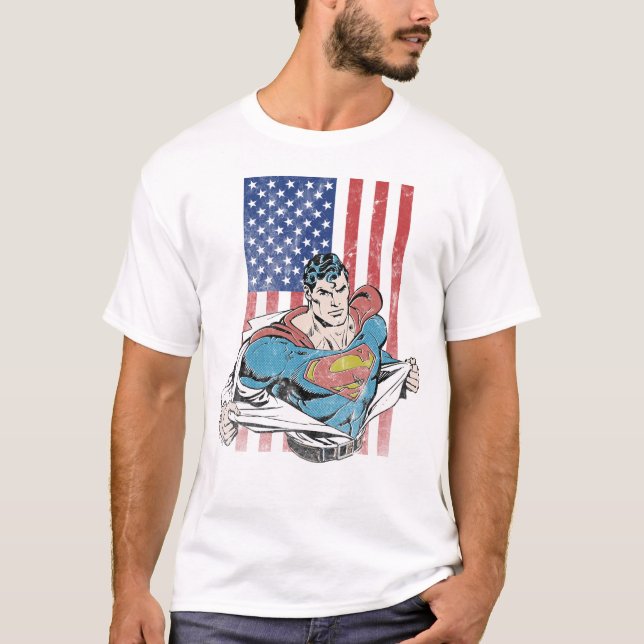 Camiseta Sinalizador Super-Homem e EUA (Frente)
