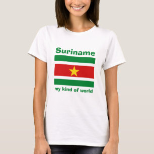 Camiseta Sinalizador Suriname + Mapa + T-Shirt Texto