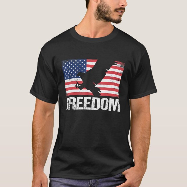 Camiseta Sinalizador Usa Freedom American Bald Eagle Usa (Frente)