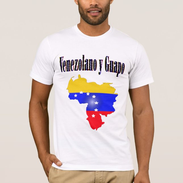 Camiseta Sinalizador Venezuela com texto Venezolano y guapo (Frente)
