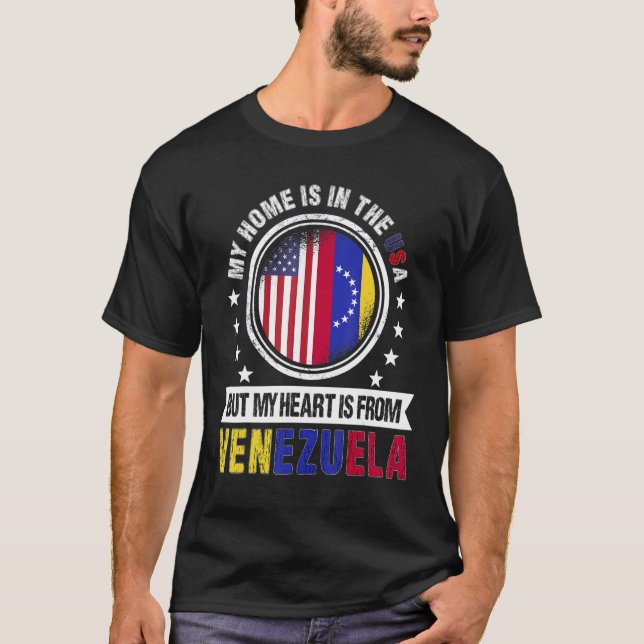Camiseta Sinalizador venezuelano americano Heart Venezuela  (Frente)
