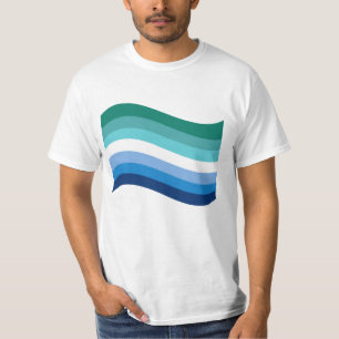 Camiseta Sinalizador Wavy do Orgulho Masculino gay Azure