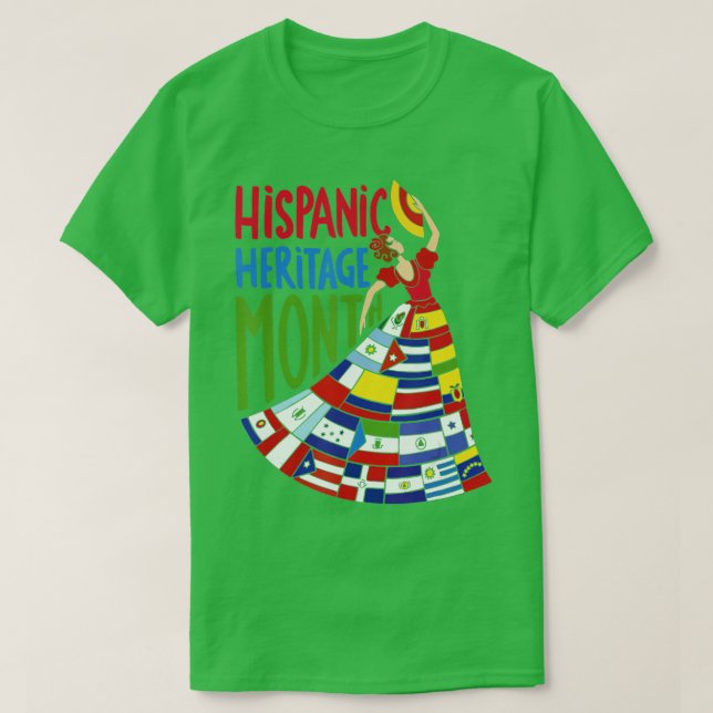 Camiseta Sinalizadores de Celebração do Mês do Patrimônio N (Frente do Design)
