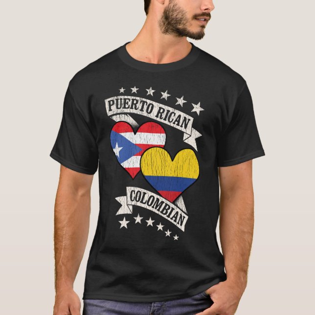Camiseta Sinalizadores de Coração Colombianos porto-riquenh (Frente)