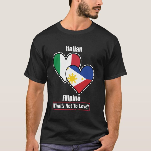 Camiseta Sinalizadores de Coração Filipinos Italianos Que N (Frente)